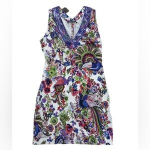 ROBERTO CAVALLI Floral Print Knee-Length Dress Sz 44